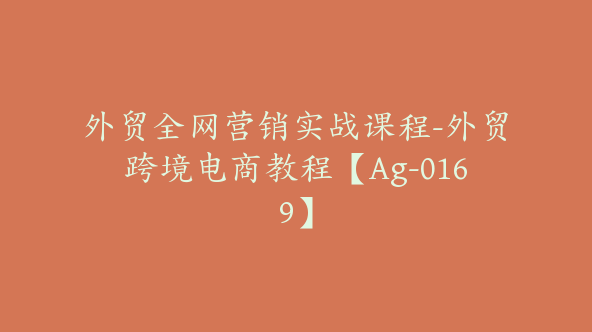 外贸全网营销实战课程-外贸跨境电商教程【Ag-0169】