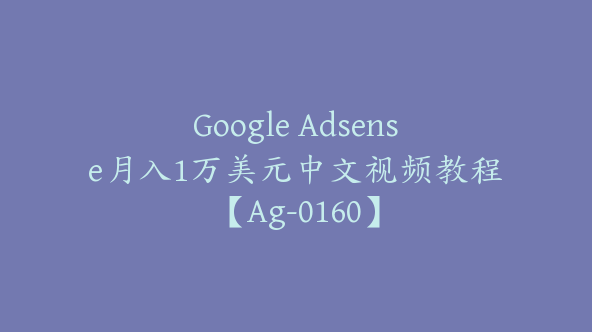 Google Adsense月入1万美元中文视频教程【Ag-0160】